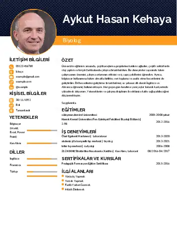 Biyolog CV Örnekleri cv indir